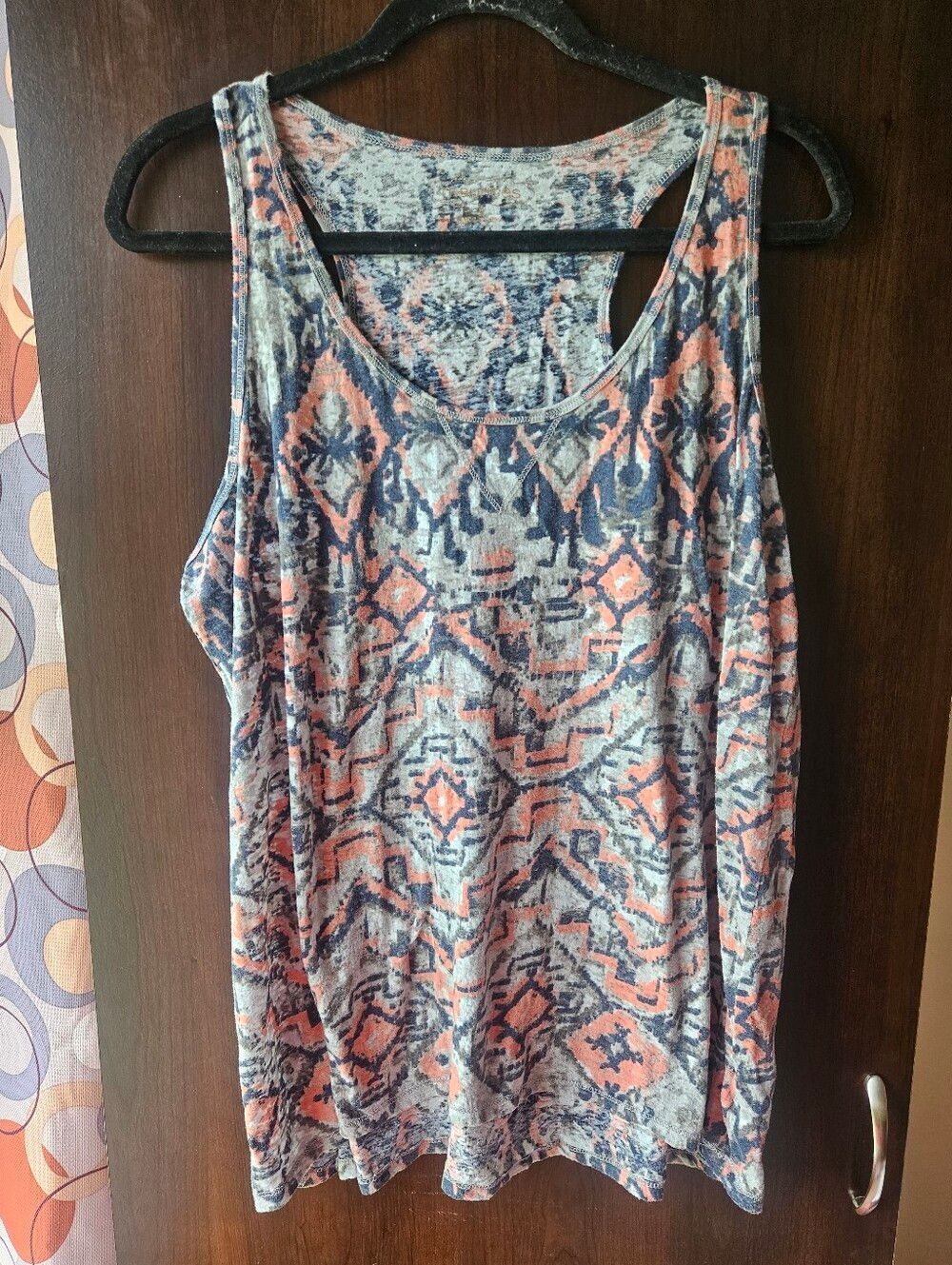 Maurices Women's Peach And Grey Printed Tank Top Plus Size 2